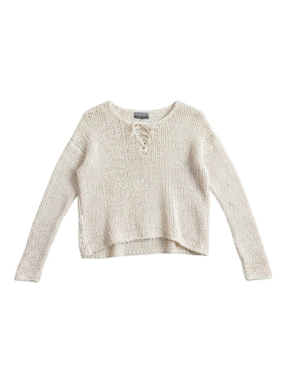 Vince Open Knit Cotton Sweater Women's Medium Off-White‎ Lace Up